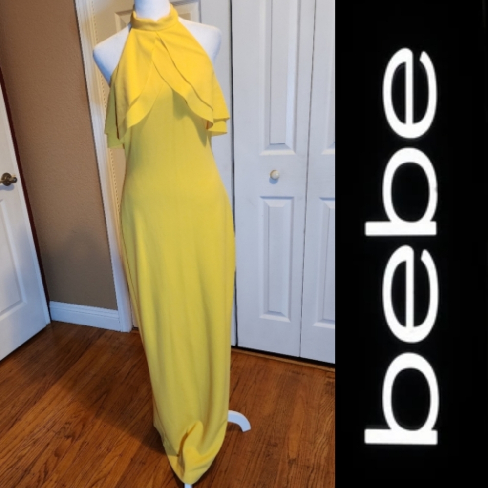 Bebe yellow formal dress